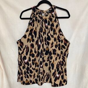 NWOT SHEIN Taupe Leopard Halter Cami with Black & Brown Spots